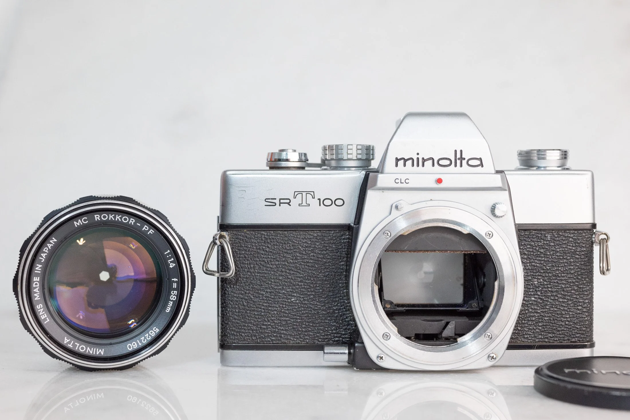 Minolta SRT 100 35mm Film Camera with Minolta MC Rokkor PF 58mm F